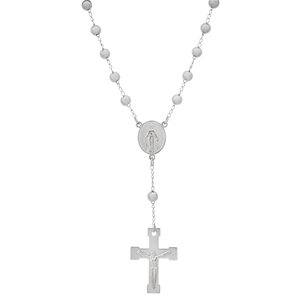 Mens Iron Saints Stainless Steel Rosary-style Cross & Crucifix - image 