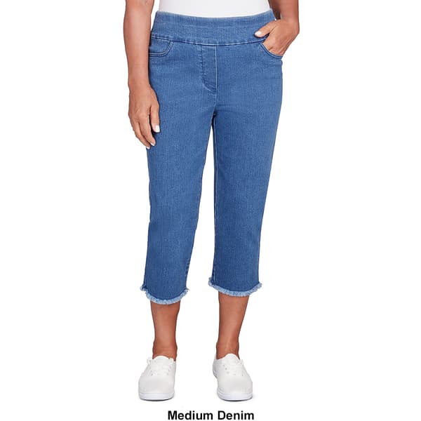 Petite Alfred Dunner Classics Neutral Denim Fringe Capri Pants