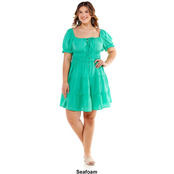 Juniors Plus Liberty Love Jacquie Challis Tiered Shift Dress