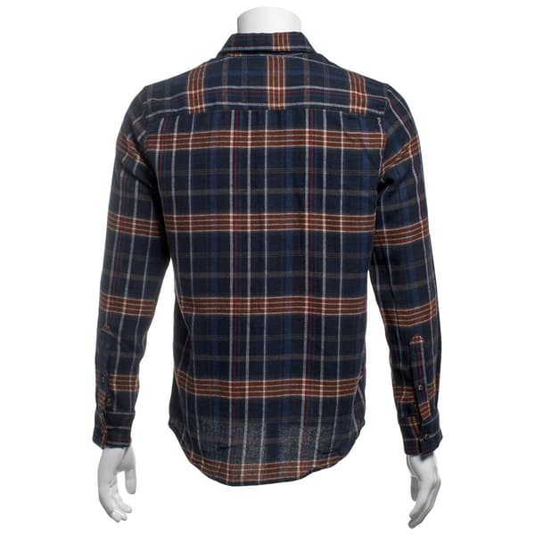 Mens Mountain Ridge Long Sleeve Flannel Shirt - Navy/Red