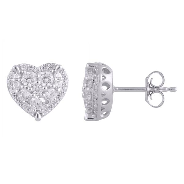 Nova Star&#40;R&#41; Sterling Silver Lab Grown Diamond Heart Stud Earrings - image 