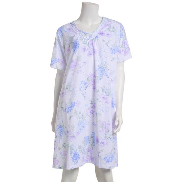 Plus Size Carole Hochman Short Sleeve Floral Waltz Nightgown - image 