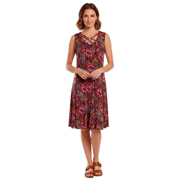 Womens Sami & Jo Sleeveless Floral Criss Cross Neck Shift Dress