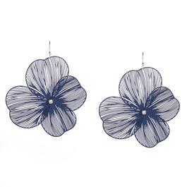Ashley Cooper&#40;tm&#41; Blue & Silver-Tone Drawn Flower Drop Earrings