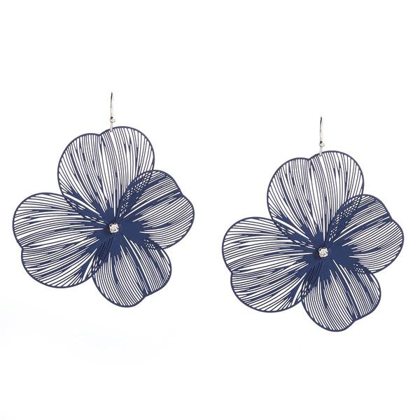 Ashley Cooper&#40;tm&#41; Blue & Silver-Tone Drawn Flower Drop Earrings - image 
