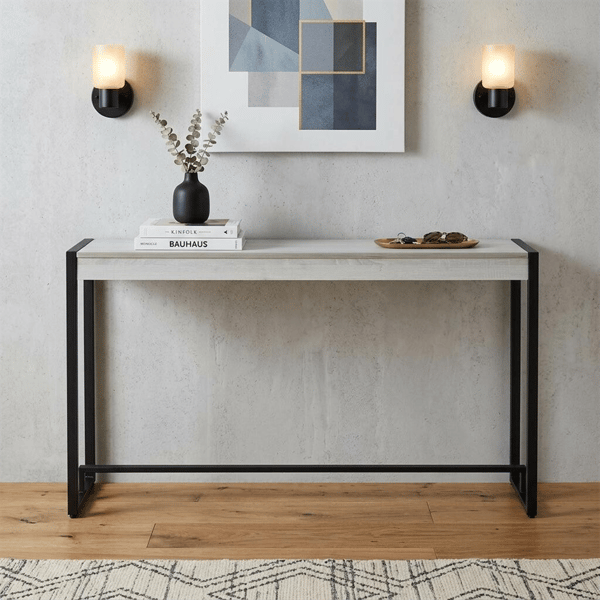 HomeRoots 54in. White & Black Distressed Sled Console Table - image 