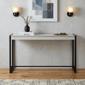 HomeRoots 54in. White & Black Distressed Sled Console Table - image 1
