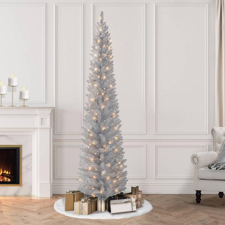 Puleo International 7ft. Pre-Lit Tinsel Artificial Christmas Tree