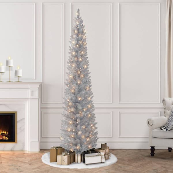 Puleo International 7ft. Pre-Lit Tinsel Artificial Christmas Tree