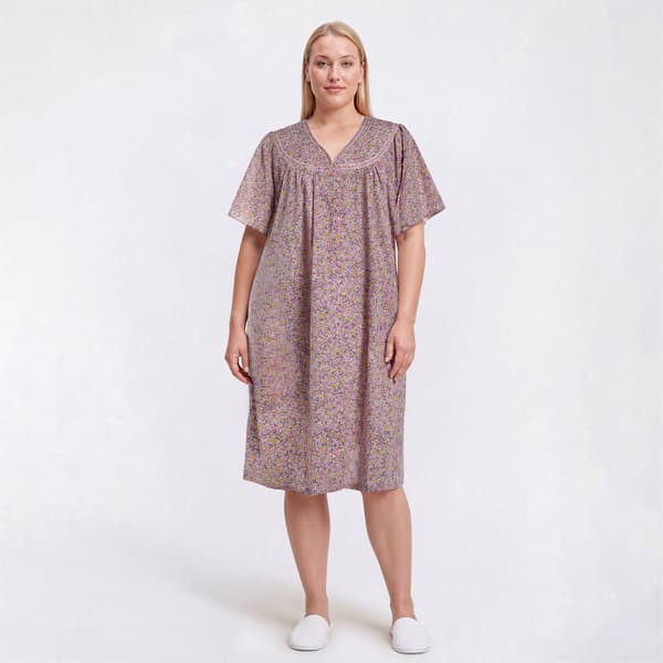 Plus Size Moon to Noon Trapunto Abstract Snap Robe - image 