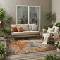 HomeRoots Copper Terra Cotta & Black Abstract Washable Area Rug - image 1
