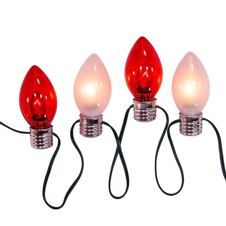Kurt Adler UL 10-Light Red &amp; White Giant C7 Light Set