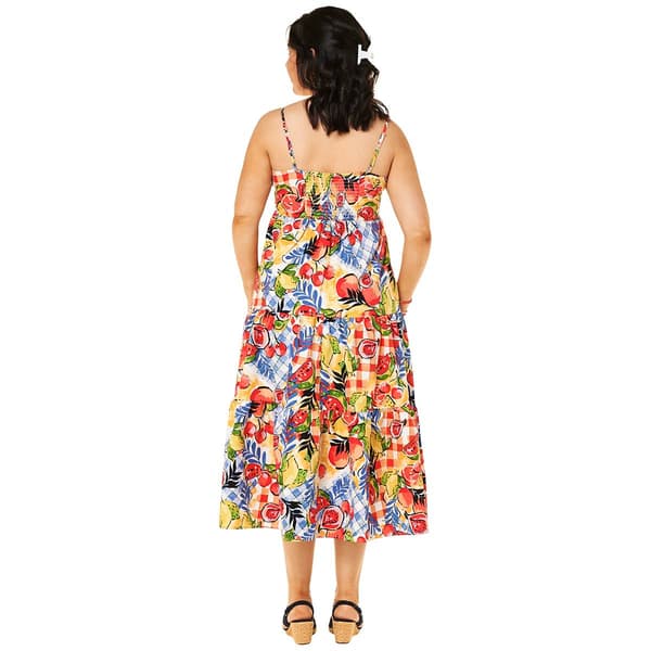 Womens Emma & Michele Sleeveless Fruit Poplin Tier Sundress