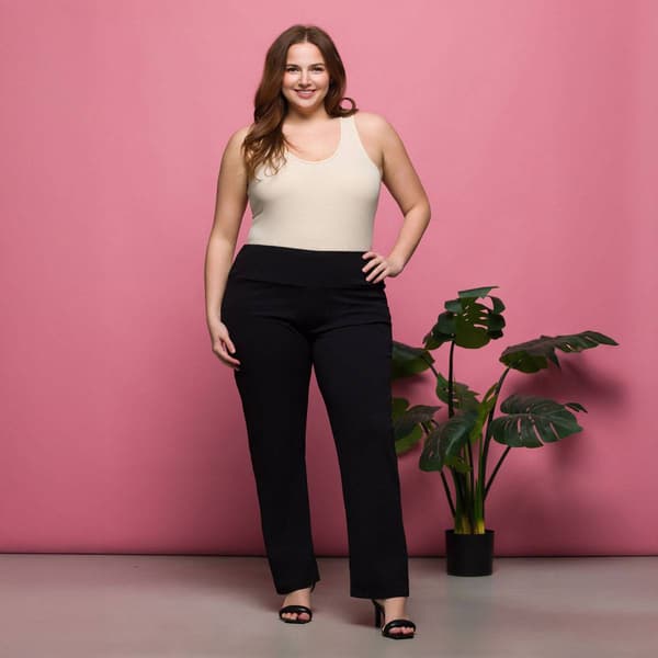 Plus Size 24/7 Comfort Apparel Stretch High Waist Dress Pants