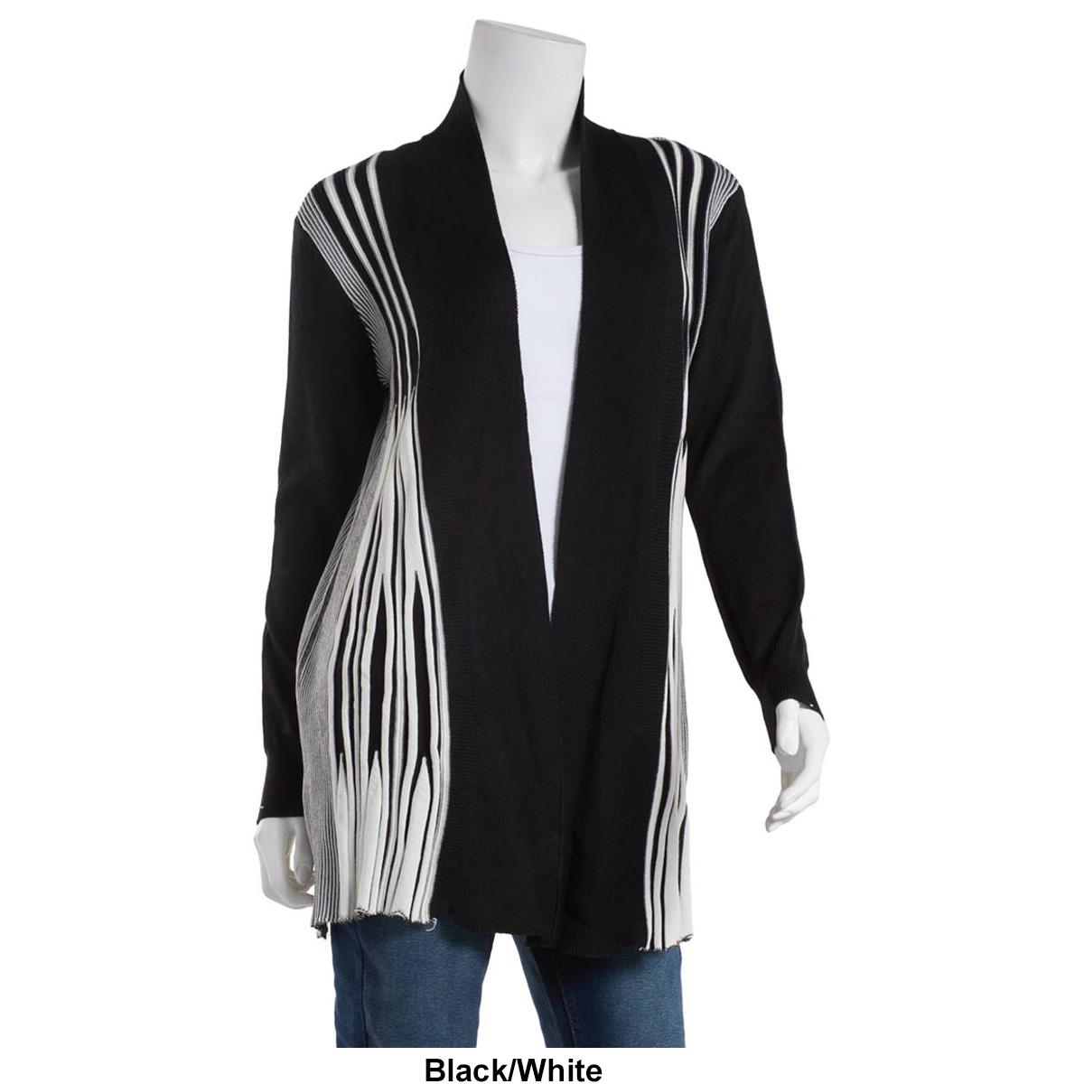 Womens Birch Long Sleeve Two-Tone Pleat Fan Back Cardigan