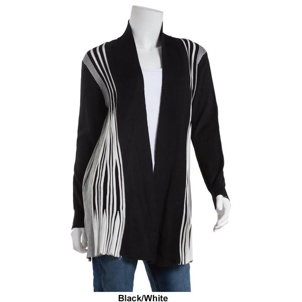 Womens Birch Long Sleeve Two-Tone Pleat Fan Back Cardigan