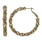 Fine Faux Gold Plated Diamond Cut Rock Hoop Earrings - image 1