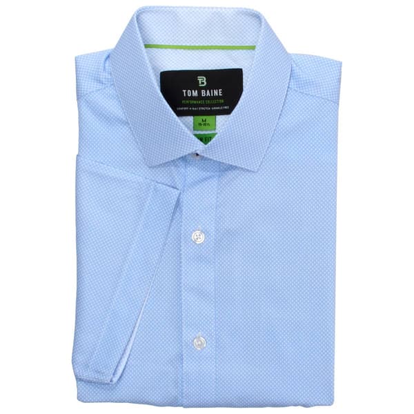 Mens Tom Baine Slim Fit Short Sleeve Dress Shirt - Blue Geo - image 