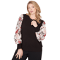 Plus Size Emaline Dusted Petals Long Sleeve Crew Neck Twofer Swe - image 1
