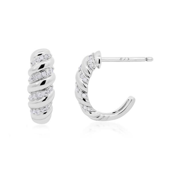 Diamond Classics&#40;tm&#41; Sterling Silver 1/6ctw. Diamond Hoop Earrings - image 