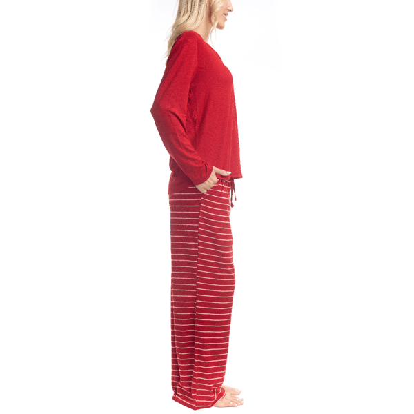 Womens Goodnight Kiss Holiday Pop Up Stripe Pajama Set