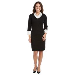 Petite Hailey Lyn Long Sleeve 2-in-1 Satin Sweater Dress
