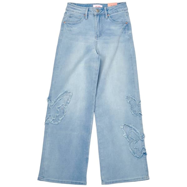 Girls (7-14) YMI(R) Wide Leg Butterfly Patch Jeans - image 