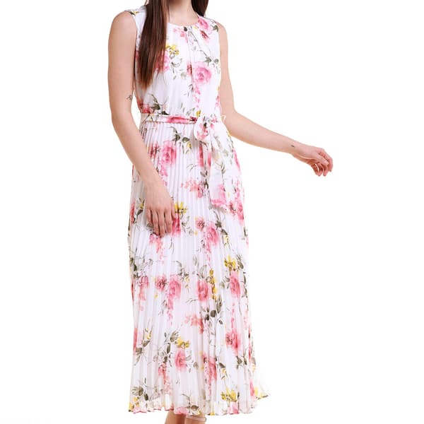 Womens Sandra Darren Sleeveless Pleated Maxi Dress