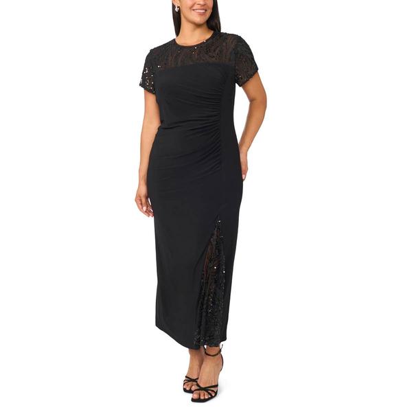 Plus Size MSK Split Sleeve Overlay Ity Gown - image 