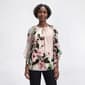 Womens Kasper 3/4 Flutter Sleeve Big Floral Keyhole Blouse - image 1