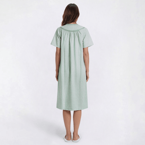 Womens Moon to Noon Tiny Gingham Trapunto Snap Duster
