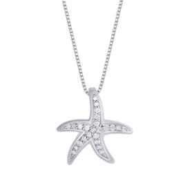 Gianni Argento Silver Diamond Starfish Pendant Necklace