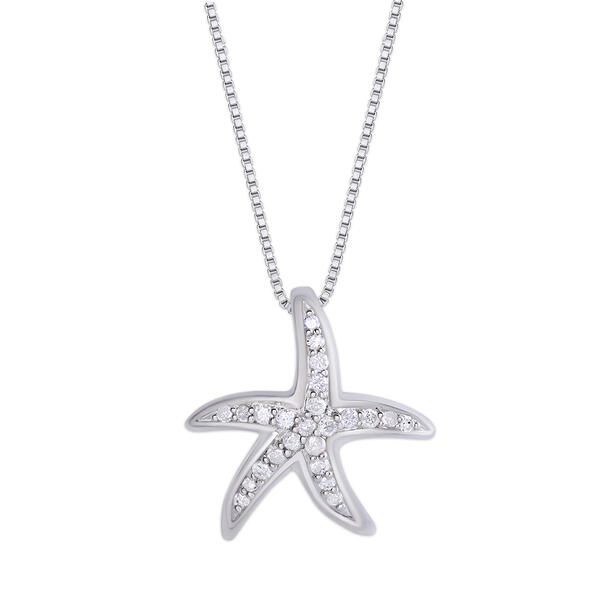 Gianni Argento Silver Diamond Starfish Pendant Necklace - image 