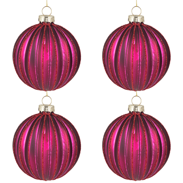 Northlight 4ct. Maroon Ribbed Glass Ball Christmas Ornaments