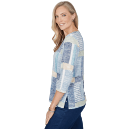Womens Alfred Dunner Ann Arbor Geometric Patchwork Blouse