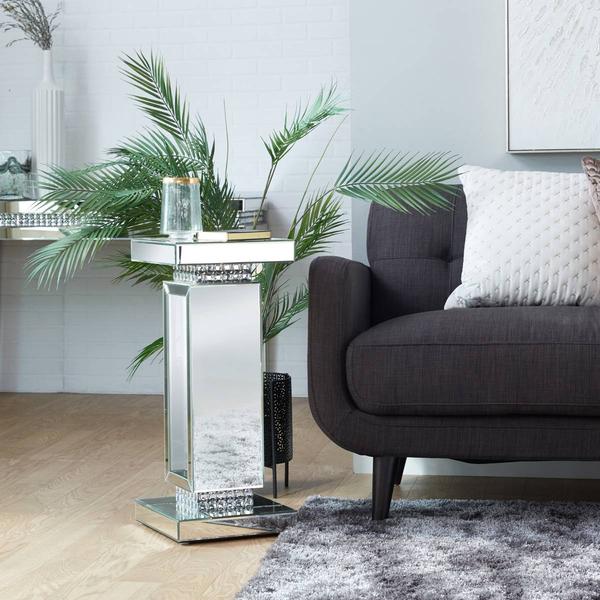 9th & Pike® Silver Wood Glam Pedestal Table