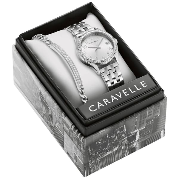 Womens Caravelle by Bulova Crystal Accented Watch Set - 43X104
