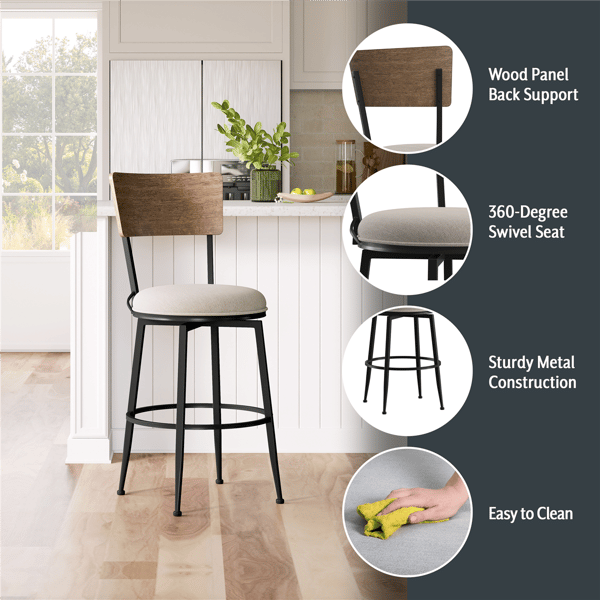 HH2 Home Creason Commercial Grade Bar Height Swivel Stool