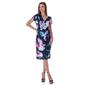 Womens 24/7 Comfort Apparel Floral Knee Length Faux Wrap Dress - image 1