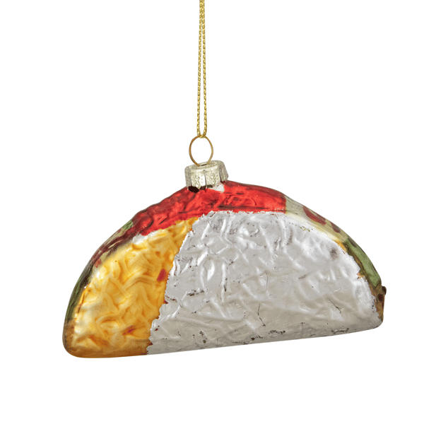 Northlight 4in. Silver & Gold Taco Glass Christmas Ornament - image 