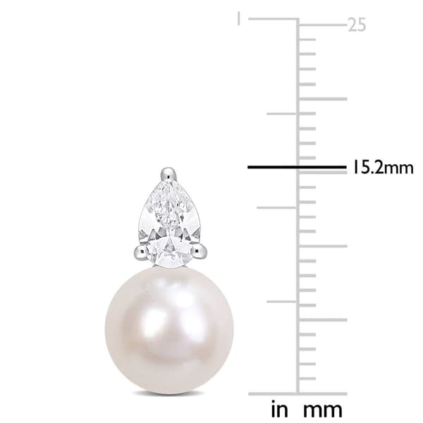 Gemstone Classics™ Freshwater Pearl & White Sapphire Earrings