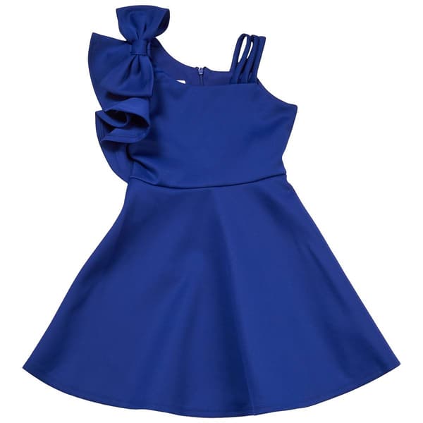 Girls (7-16) Bonnie Jean One Shoulder Scuba Skater Dress - Royal