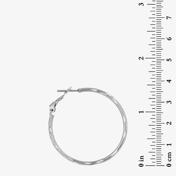Forever New Sterling Silver Diamond Cut Clutch Hoop Earrings