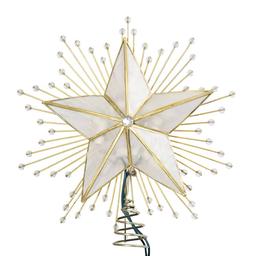 Kurt Adler 10in 5-Point Capiz Star Treetop w/ Rays & Beads