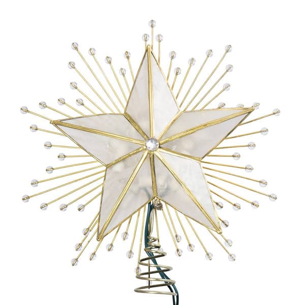 Kurt Adler 10in 5-Point Capiz Star Treetop w/ Rays & Beads