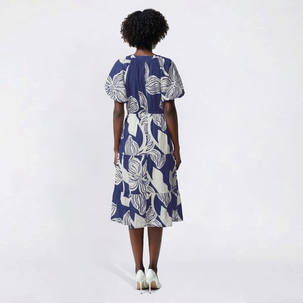Womens Mlle Gabrielle Short Puff Sleeve Floral Tier Midi Dress