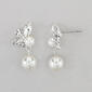 Rosa Rhinestones Floral Pearl Drop Earrings - image 1