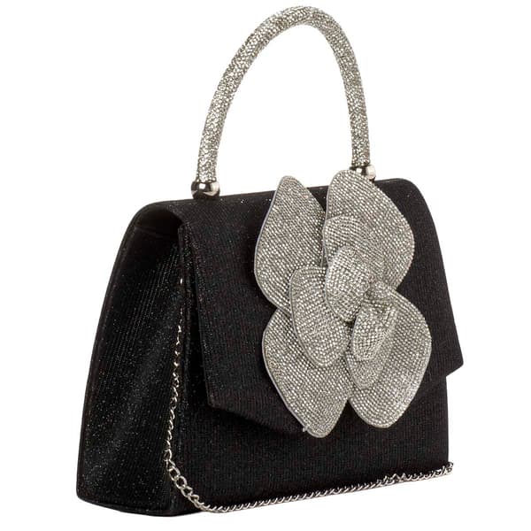D''Margeaux Flower Shimmer Clutch w/ Chain