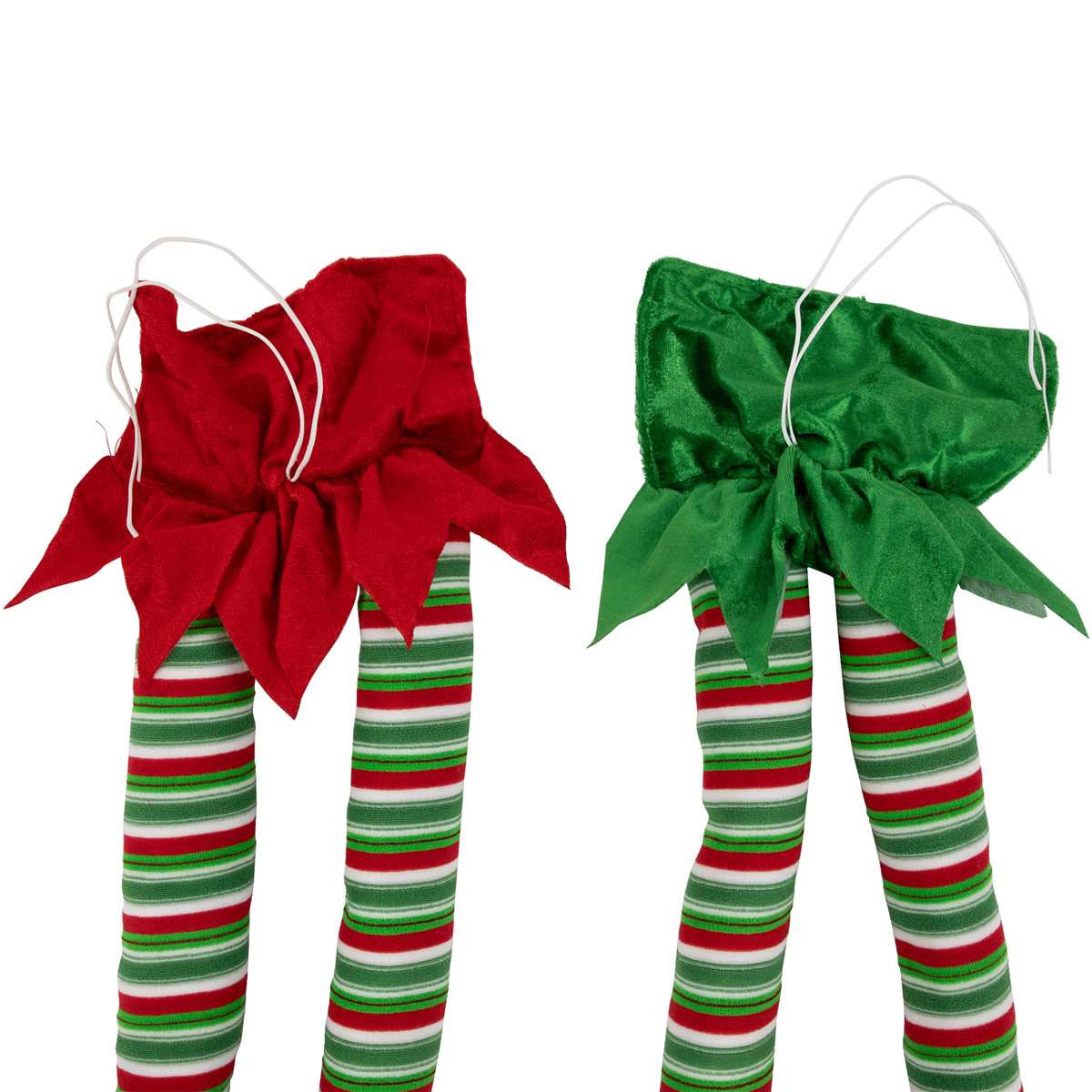 Northlight Striped Plush Elf Legs Christmas Decorations -Set of 2