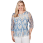 Petites Alfred Dunner Out Of The Blue Dramatic Ikat Scallop Trim - image 1